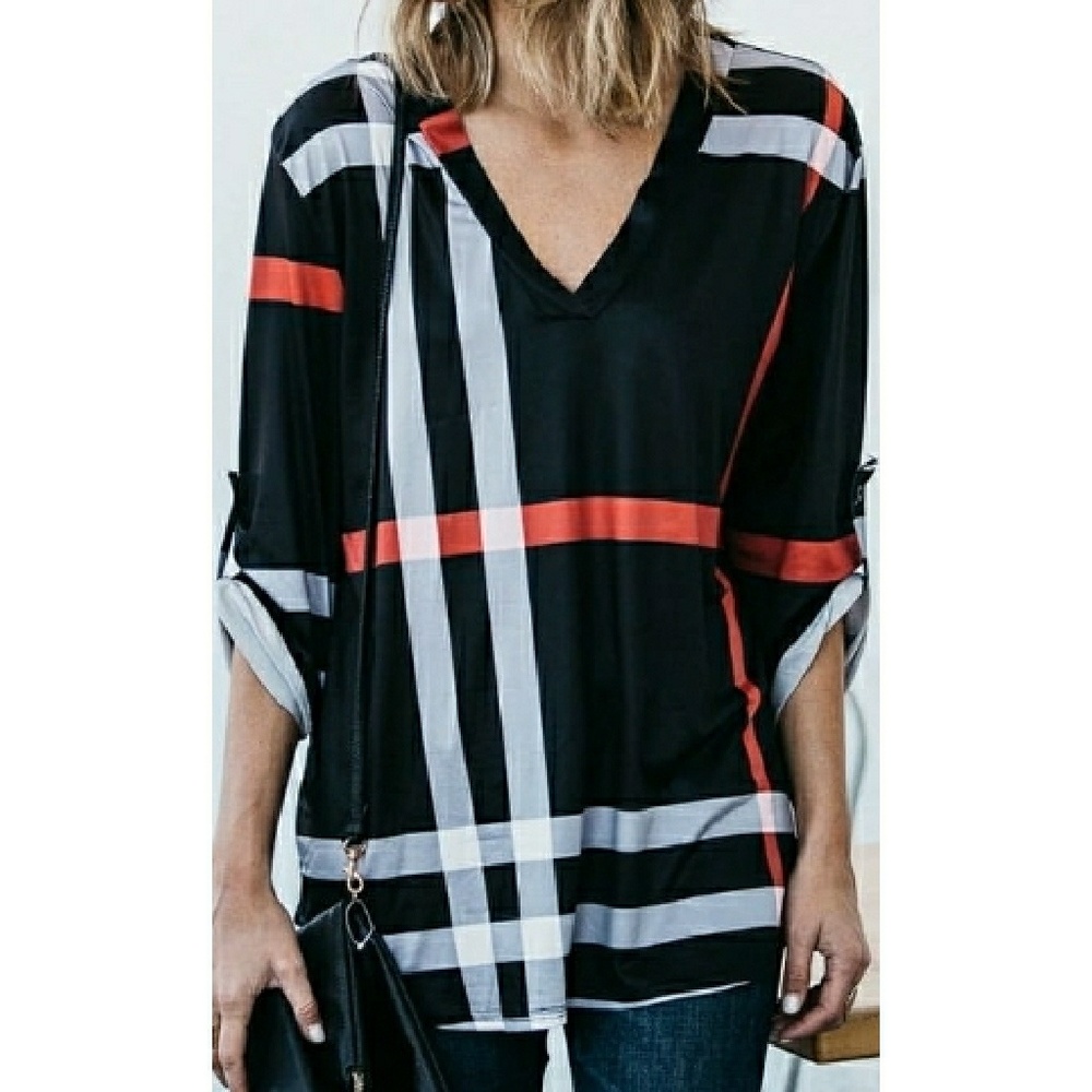 2for$20❤️🔥⚡️Playful plaid blouse Flash Sale!(3 left)!✨💥 - Picture 3 of 4